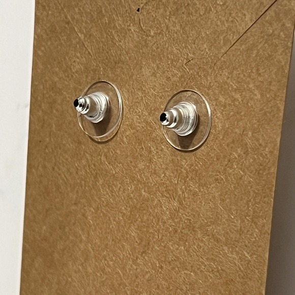 Silver Bow Faux Pearl Stud Earrings Crystal Rhinestone Bridal Wedding Coquette - Picture 6 of 6